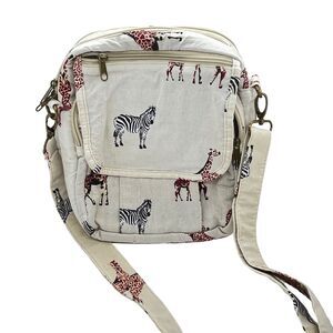 Crossbody Bag Zebra Giraffe Padded Purse Messenger Shoulder iPad Cotton Faded
